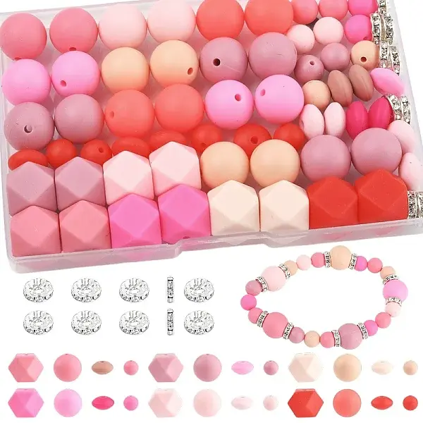 172Pcs 25 Styles Silicone Focal Beads