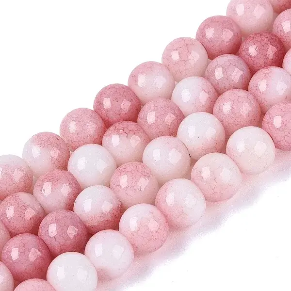 Ombre Effect Opaque Crackle Glass Beads Strands