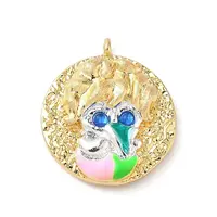 Brass Micro Pave Cubic Zirconia Enamel Pendants