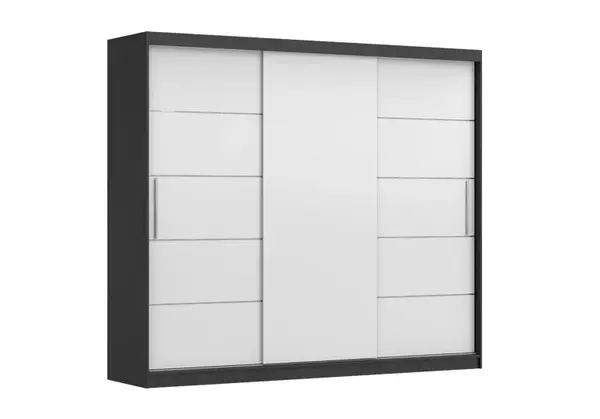 Šatní skříň Alba II - bez zrcadla Barva korpusu: Černá, Dveře: Bílé