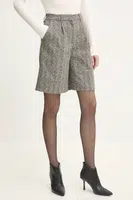 Šortky z vlněné směsi Answear.LAB šedá barva, vzorované, high waist
