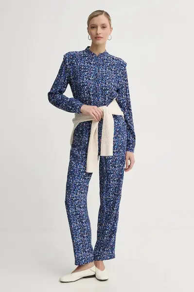 Overal Pepe Jeans ABBY modrá barva, s výstřihem do v, PL230509