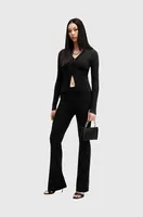 Kalhoty AllSaints PEACHES černá barva, široké, medium waist, W032TB