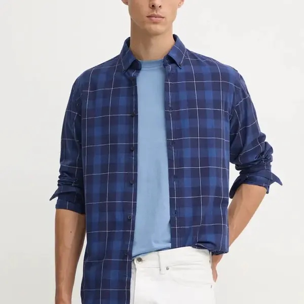 Bavlněná košile Pepe Jeans MITCHEL tmavomodrá barva, regular, s límečkem button-down, PM308722