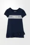 Dětské bavlněné šaty Guess tmavomodrá barva, midi, K5RK04 KA6W4