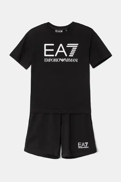 Dětská bavlněná souprava EA7 Emporio Armani černá barva, 7B000043 AF10378