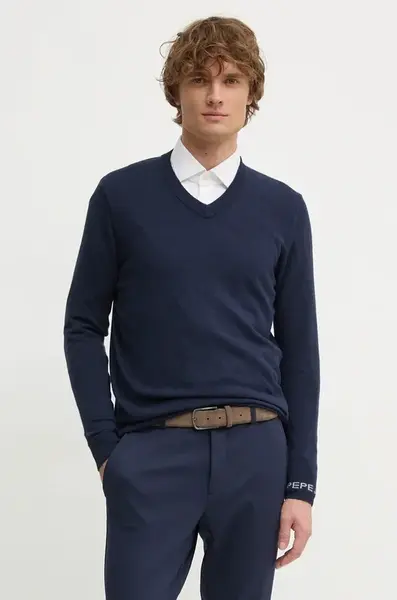 Svetr z vlněné směsi Pepe Jeans NEW ANDRE V NECK