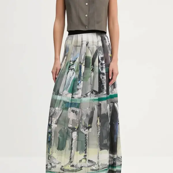 Sukně MSGM zelená barva, maxi, áčková, 3742MDD11P.247963
