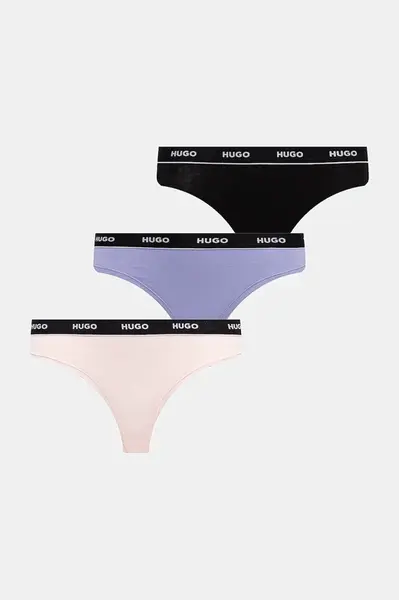 Tangá HUGO 3-pak TRIPLET THONG STRIPE