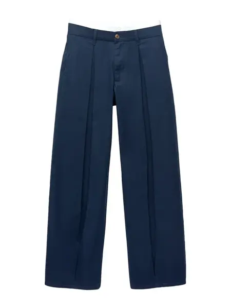 Pull&Bear Plisované nohavice  námornícka modrá