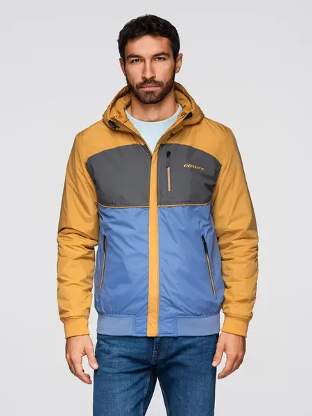 Ombre Lightweight colorful men's sports jacket with fleece - blue-mustard