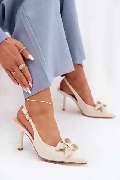 Dámské sandály na vysokém podpatku s mašlí