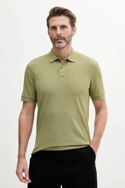 Bavlněné polo tričko BOSS Pallas zelená barva, 50468362