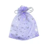 Silver Stamping Star Organza Printed Gift Drawstring Bags