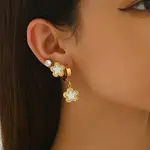 3 Pairs Stainless Steel Flower Earring Sets