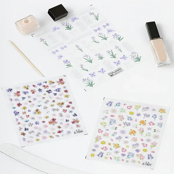 3 Sheets 3 Styles PET Nail Art Stickers