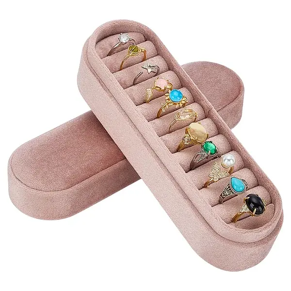Velvet Jewelry Ring Organizer Storage Boxes