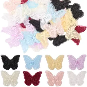 40Pcs 8 Colors Polyester Butterfly