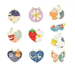 10 Sets 10 Styles Alloy Enamel Split Pendants