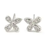 Rack Plating Brass Micro Pave Clear Cubic Zirconia Stud Earrings