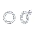Silvego Něžné ocelové kruhové náušnice se zirkony KMM62639