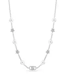 Liu Jo Ocelový náhrdelník s krystaly a umělými perlami LJ2633