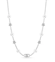 Liu Jo Ocelový náhrdelník s krystaly a umělými perlami LJ2633