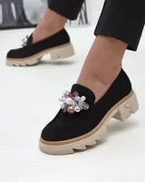 Resti Women's black openwork moccasins Peloga- Footwear