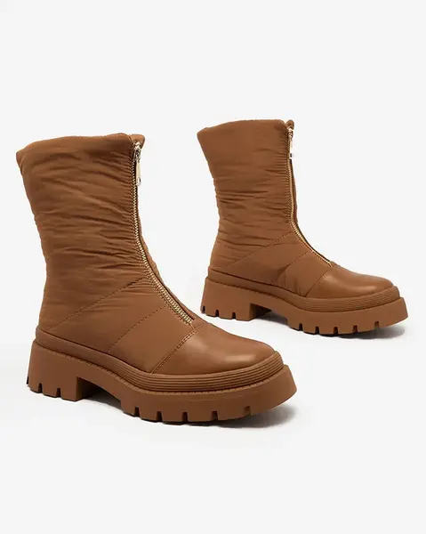 Resti Women's Tainve flat heeled boots in camel color