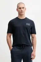 Bavlněné tričko EA7 Emporio Armani pánské, tmavomodrá barva, s aplikací, AF13741.7X000127