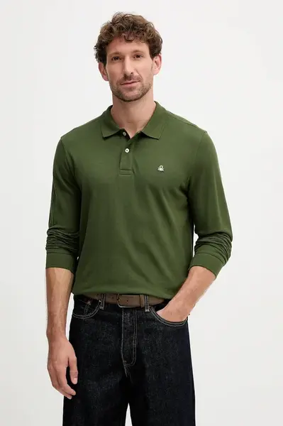 Bavlněné tričko s dlouhým rukávem United Colors of Benetton bílá barva