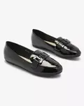 Resti Women's lacquered moccasins with ornament in black- Footwear