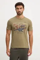 Bavlněné tričko Aeronautica Militare pánské, zelená barva, TS2472UJ00708