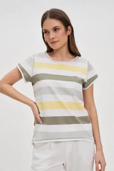 Marisse White Striped Cotton T-Shirt