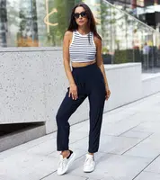 Gemre Navy Blue Elastic Loose Pants Cantebury