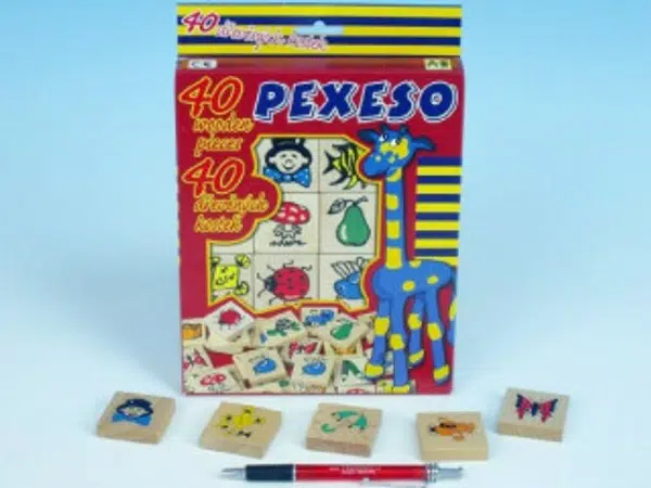 Pexeso dřevo - společenská hra / 40 ks v krabici