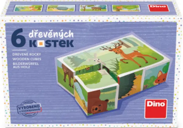 Dřevěné kostky Lesní zvířátka – 6 kostek