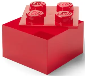 LEGO úložný box 4 s víkem - průhledná červená