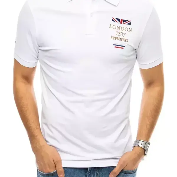 Polo tričko s výšivkou biele Dstreet