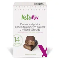 KETOMIX Proteinová tyčinka s příchutí rumových pralinek v mléčné čokoládě 14 kusů