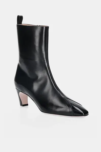 Kožené kotníkové boty Bally SELISKA 55 dámské, černá barva, na podpatku, WB5518