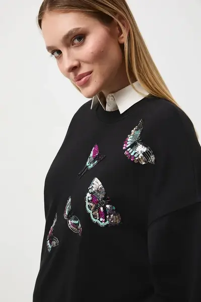 Mikina Medicine dámská, černá barva, s aplikací