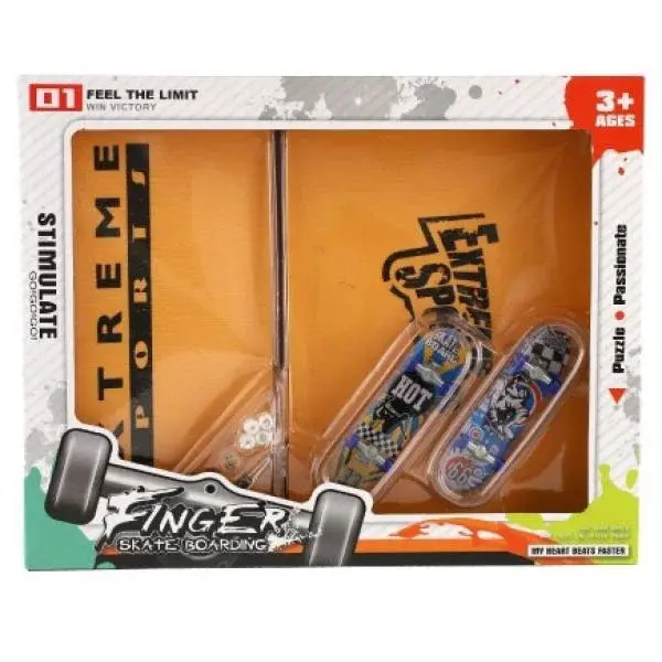 Skateboard prstový šroubovací 2ks plast s rampou s doplňky