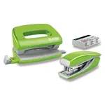 Mini set sešívačky a děrovačky Leitz Wow - zelený