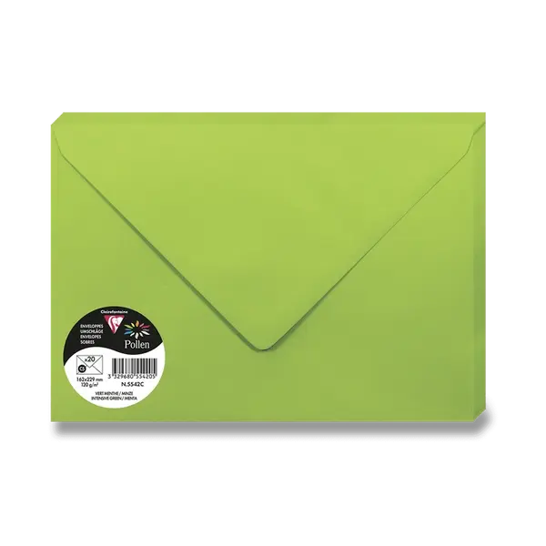 Barevná obálka Clairefontaine, A5, olizová, 20 ks - zelená