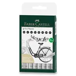 Popisovač Faber-Castell Ecco Pigment sada 8 ks, černé, různé hroty