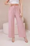 Kesi Włoski Viskózové široké nohavice tmavá púdrová ružová