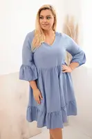 Kesi Włoski Dámske viskózové šaty Plus Size s ažúrovou ozdobou rifľová
