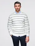 Ombre Men's casual sweater with horizontal stripes - cream
