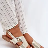 Dámske Ploché Sandále S Dekoratívnym Detalom Vinceza 17378 Zlaté